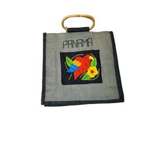 Panama Souvenir Tote Bag Embroidered Bird‎ Woven Handbag Purse